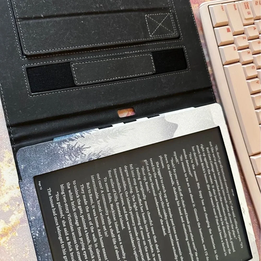 Kindle scribe with case screen protector and pen.